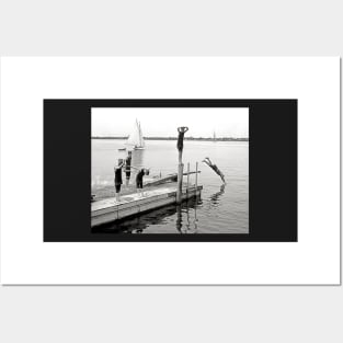 Boys Diving Off a Pier, 1904 Vintage Photo Posters and Art